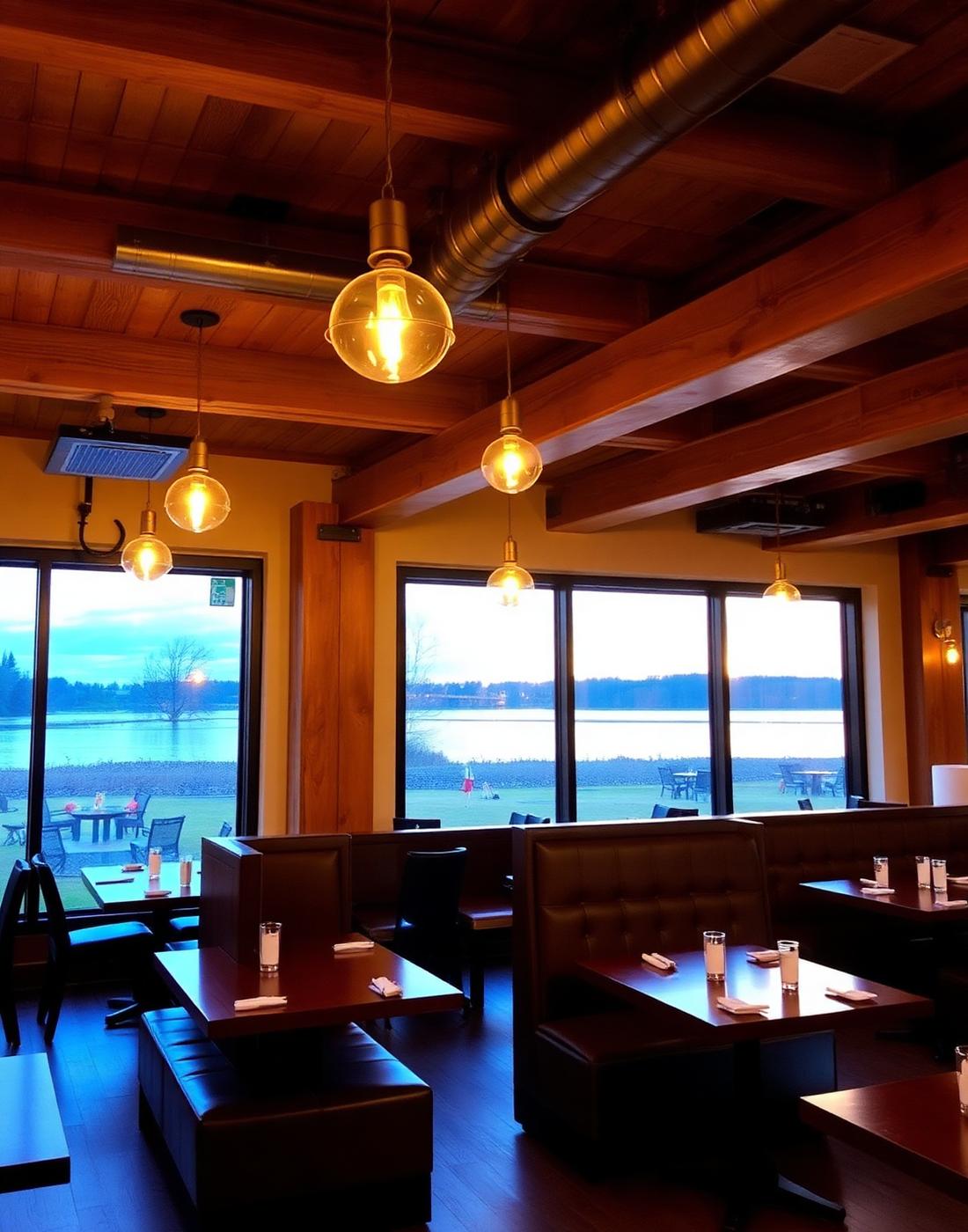 Interior with reclaimed timber and Edison lighting